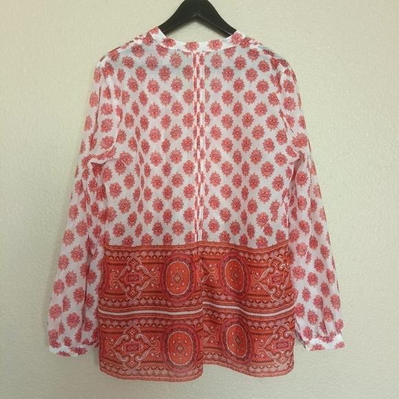 TALBOTS top colorful blouse with lightweight designs printed long sleeve size‎ M - Picture 2 of 13